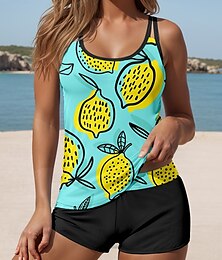 abordables -Maillots de bain femmes Tankini 2 pièces Maillot de bain Vacances Imprimé graphique Géométrique Sans manches