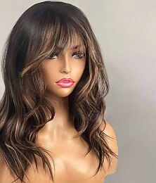 economico -Capelli umani di Remy 13x4 Pizzo Frontale Parrucca Con frangia Brasiliano Ondulato Multicolore Parrucca 130% 150% Densità dei capelli con i capelli del bambino Capelli evidenziati / balayage 100