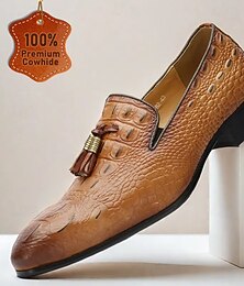 preiswerte -Herren Loafer & Slip On Krokodilmuster Leder Premium-Leder Atmungsaktiv Komfortabel Rutschfest Halbschuhe Schwarz Braun Sommer Frühling Herbst