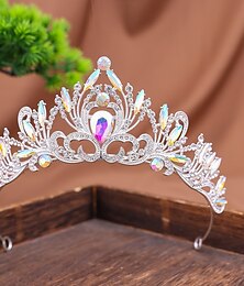 abordables -Tiaras de la corona Diademas Tocados Brillante Legierung Boda cóctel Elegante Lujo Con Pedrería Detalles de Cristal Celada Sombreros