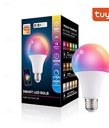 economico -lampadina intelligente a led e27 a19 10w con controllo bluetooth wifi tuya, sincronizzazione musicale cambio colore, illuminazione domestica intelligente per feste &arredamento