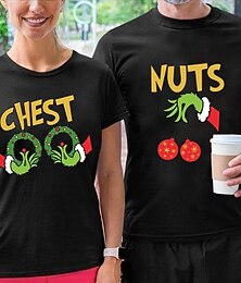 preiswerte -Weihnachten T-Shirt Ärmel T-Shirt Hässliches Weihnachtsshirt Grafik Lustig für Paar Herren Damen Erwachsene Heißprägen  für Weihnachten Karneval Party Festival