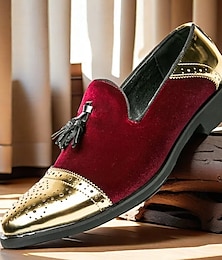 abordables -mocassins en velours et or pour hommes | chaussures habillées à pampilles de luxe avec détails brogue pour événements formels