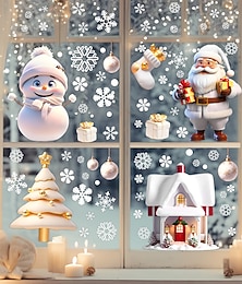 olcso -karácsonyi ablakmatricák, kivehető statikus ragaszkodó karácsonyi dekor, tiszta fehér pvc ragasztók, kis méretű levehető matricák ünnepi dekorációhoz