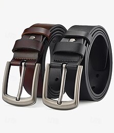 abordables -ceinture en cuir classique pour homme – ceinture marron et noire durable avec boucle en métal pour une tenue décontractée et formelle