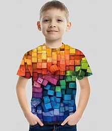 economico -Da ragazzo 3D 3D Print maglietta Manica corta Stampa 3D Estate Attivo Sportivo Streetwear Bambino 3-12 anni Scuola Esterno Giornaliero