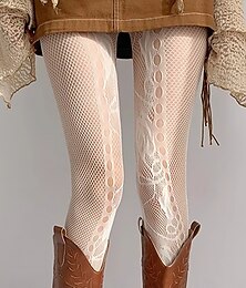 abordables -Medias de rejilla de encaje vintage para mujer: medias con intrincados estampados florales, perfectas para conjuntos bohemios con varias capas y ocasiones especiales