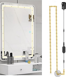 abordables -Kit d'éclairage de miroir de courtoisie à LED COB, bande lumineuse réglable de 1 à 4 m/3,2 à 13 pi 420 LED/m, variateur &Bande lumineuse LED COB pour miroir, placard, cuisine, éclairage d'armoire