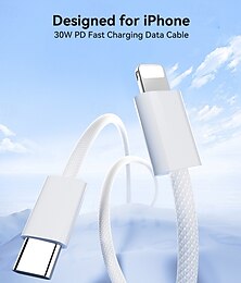 Недорогие -Комната отдыха Кабель молнии 30W 3,3 фута USB C к молнии 3 A Быстрая зарядка нейлон плетеный Прочный Мягкий на ощупь Назначение iPhone Аксессуар для мобильных телефонов