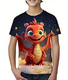 ieftine -Băieți 3D Grafic Animal Dinozaur Tricou Manșon scurt Vară Primăvară Modă De Bază Copii 4-12 ani Stil Nautic În aer liber Casual Zilnic Fit regulat
