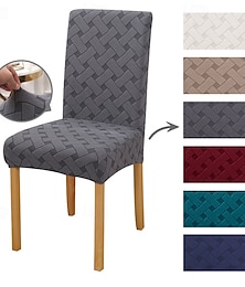billige -elastisk spisestoltrekk stretch avtagbar vaskbar kort jacquard høyrygg spisestoltrekk beskytter sete slipcover