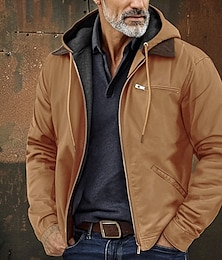 abordables -Hombre Sudadera con cremallera Sudadera con capucha y cremallera completa Sherpa difuso Chaqueta de lana Sudadera con capucha de lana Azul Piscina Marrón Verde Trébol Gris Con Capucha Plano Cerrar