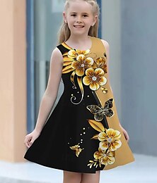 economico -Pasqua ragazze' 3D Pop art Fiore decorativo Vestito Senza maniche Estate Primavera Da mare Giornaliero Per eventi Da principessa Bellissimo Dolce Bambino 4-12 anni Abito casual Abito linea A Al