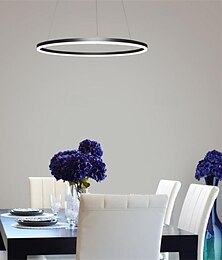 economico -lampadario led 40/60/80cm 1 luce anello cerchio design dimmerabile alluminio finiture verniciate lussuoso stile moderno sala da pranzo camera da letto lampade a sospensione 110-240v dimmerabile solo