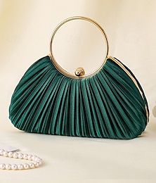 abordables -pochette élégante en velours plissé vert avec poignée en anneau doré - sac à main de soirée pour femme, parfait pour les mariages, les fêtes et les événements officiels