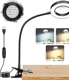 economico -lampada da tavolo con specchio ingranditore con collo d'oca regolabile – lampada a clip a led con dimmerazione a 3 colori, luce notturna per la riparazione delle unghie &lettura 1 pz