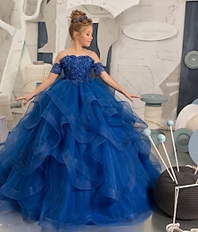 billiga -Brudnäbbsklänning Barn Flickor Prinsessaklänning Prestanda Bröllop Fest Elegant Skön Nät Ensfärgat Ärmlös Off shoulder Ljusrosa Vinrött 4 år +