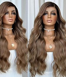economico -Capelli vergini non trattati Chiusura 5x5 13x4 Pizzo Frontale Parrucca Parte libera Peruviano Ondulato Marrone Ramato Parrucca 130% 150% Densità dei capelli Capelli schiariti Attaccatura dei capelli