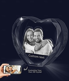 abordables -Cadeau photo cristal 3D gravé personnalisé cadeau de mariage sur mesure pour couples décoration photo holographique en forme de cœur pour le mémorial de mariage la fête des mères Noël