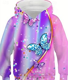 economico -Da ragazza 3D Pop art Farfalla Felpa con cappuccio Manica lunga Primavera Autunno Di tendenza Streetwear Bambino 4-12 anni Con cappuccio Esterno Informale Giornaliero Standard