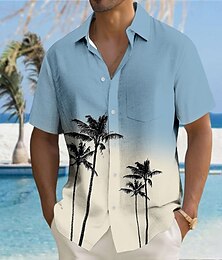 economico -Per uomo Palma da cocco Maglietta informale Camicia hawaiana Camicia Aloha Manica corta Hawaiano Ricorrere Casual Informale Estate Primavera Collo ripiegabile Abbottonare Rosa Blu Verde Grigio
