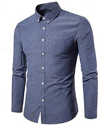 billige -Herre Skjorte Dresskjorter Skjorte med knapper عادي Bryllup Fest Svart Hvit Rosa Navyblå Langermet Knaphul Vår & Vinter Klær Lomme
