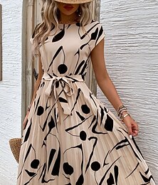 ieftine -rochie maxi dama grafica cu decolteu cu maneca scurta vara primavara