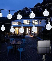 levne -7m solární řetězová světla 50 led, el 5mm, teplá bílá/studená bílá/modrá, solárně napájená sváteční party světla s montážním držákem pro Vánoce, svatby a venkovní akce