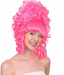 economico -Parrucca Storica Neon Rosa Maria Antonietta per Donne Stile Coloniale Francese per Carnevale Parrucche di Halloween