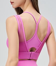 abordables -Mujer Sujetadores de Deporte Cuello Barco Transpirable, Ligero, Cómodo Malla Sin Mangas Sujeción Ligera Deportes Color sólido Sujetadores de Deporte, Camiseta sin mangas por Yoga, Aptitud física