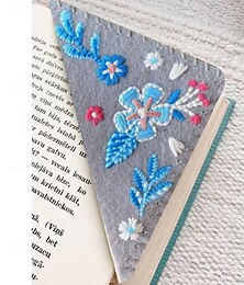 billiga -handbroderat hörnbokmärke, broderibokmärken i blomstil, filttriangelsida handgjort bokmärke, dekorativt filttriangelbokmärke, bokmärken för bokälskare