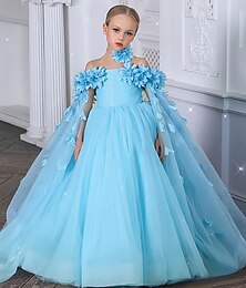 levne -Šaty pro květinovou družičku děti Dívčí Princeznovské šaty Výkon Svatební Párty Elegantní Krásná Síťka Pevná barva Bez rukávů Tričkový Bledě růžová Bílá 4 roky +