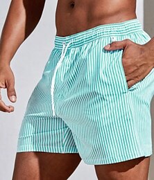 baratos -Homens Calção Justo de Natação Shorts de Natação Bermuda de Surf Roupa de banho Com Cordão Com bolsos Natação Surfe Praia Esportes Aquáticos Riscas Verão Primavera