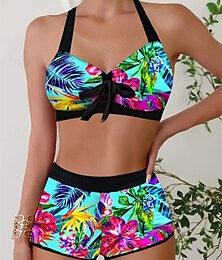 abordables -Femme Maillots de Bain Bikinis 2 pièces Jambe de garçon Maillot de bain Dos Nu Mince Vacances Tenues de plage Graphic Dos nu Sans Manches Maillots de bain
