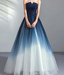 abordables -Robe de bal A-line ombre robe de soirée plissée formelle longue sans manches bustier en tulle avec 2025