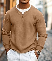 halpa -Miesten Vohveli T-paita Pullover-huppari T-paita Pitkähihainen paita Pitkähihainen Tiukka pyöreä kaula-aukko V kaula-aukko 봄 & Syksy Tavallinen Muoti Suunnittelija Perus Muoti väärennetty kaksiosainen