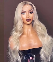 baratos -Cabelo humano remy Fechamento 5x5 13x4 Lace Front Peruca Parte livre Cabelo Brasileiro Ondulado Loiro Multi Cores Peruca 130% 150% Densidade do Cabelo Cabelo Ombre Riscas Naturais 100% Virgem Sem