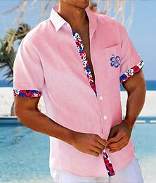 economico -Per uomo Floreale Maglietta informale Camicia hawaiana Camicia Aloha Manica corta Hawaiano Ricorrere Da mare Informale Estate Autunno Collo ripiegabile Abbottonare Bianco Giallo Rosa Blu