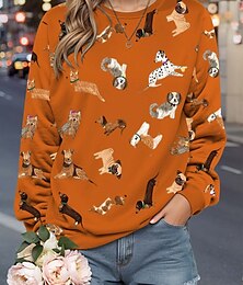 abordables -Sudadera mujer cuello redondo manga larga naranja beige otoño&amp; invierno