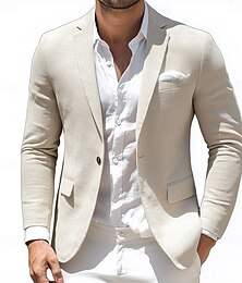 economico -Per uomo Giacca blazer Ufficio Casual Quotidiano Moda Quotidiano Tutte le stagioni Poliestere Tinta unita Base Monopetto Un Bottone Giacca Nero Blu marino Azzurro cielo Kaki