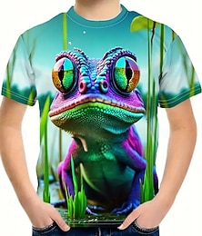 economico -Da ragazzo 3D Pop art Animali maglietta T-shirt Manica corta Estate Primavera Di tendenza Essenziale Bambino 4-12 anni Girocollo Esterno Informale Giornaliero Standard