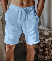 abordables -Homme Shorts Shorts d'été Shorts de plage Cordon de serrage Taille Élastique Jambe Droite Uni Confort Respirant Court Maison Occasionnel Quotidien Simple Style Classique Noir Blanche Micro-Élastique