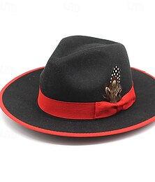 economico -Per uomo Cappello del Kentucky Derby Cappello da Sole Cappello da Cowboy Cappello Fedora Trilby Nero Rosso Lana Stile Vintage Moda 18° Secolo Stato del Texas Quotidiano Festa a Tema Blocco di colori