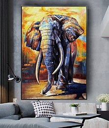 preiswerte -Mintura handgefertigte abstrakte Ölgemälde mit Elefantenmotiv auf Leinwand, moderne Wandkunst, Raumdekoration, Bild für die Inneneinrichtung, gerolltes, rahmenloses, ungedehntes Gemälde