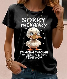 abordables -Mujer Camiseta Animal Casual Manga Corta Escote Redondo Tops regulares Diario Estampado Negro Verano