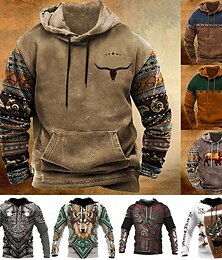 economico -Per uomo Animali Stile boho Felpa con cappuccio Felpe Felpa Felpa con cappuccio pullover Manica lunga Felpa con cappuccio Con cappuccio Streetwear Stampa 3D Giornaliero Sport Bianco&Verde Nero Stampa