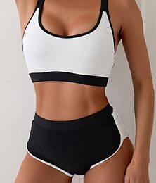 abordables -Femme Maillots de Bain Bikinis 2 pièces Slips Maillot de bain Dos Nu Mince Taille haute Vacances Tenues de plage Couleur unie Col en U Sans Manches Maillots de bain