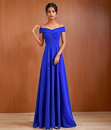 levne -A-Line večerní šaty elegantní šaty formální svatební podlahové délky s 3/4 rukávem off shoulder s flitry a křížením