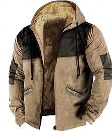 abordables -Hombre Sudadera con cremallera Sudadera con capucha y cremallera completa Sherpa difuso Chaqueta de lana Sudadera con capucha de lana Azul Piscina Caqui Gris Con Capucha Plano Cerrar Cremallera