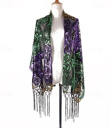 abordables -Années Folles Années 1920 Robe de cocktail Cap Envelopper Châles Gatsby le Magnifique Invité au mariage Paillettes Frange à pompons Déguisement Femmes Halloween Carnaval Mascarade Mariage robe